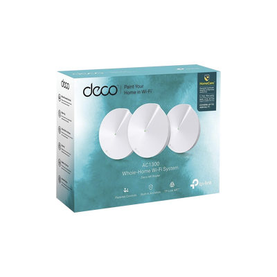 Kit 3 Routers Inalámbricos MESH Interior para Hogar / Doble Banda Wi-Fi 5 AC1300 Mbps / 2 Puerto Gigabit WAN/LAN / 4 Antenas Internas / Administración Mediante la App Deco (iOS, Android) / Protección 