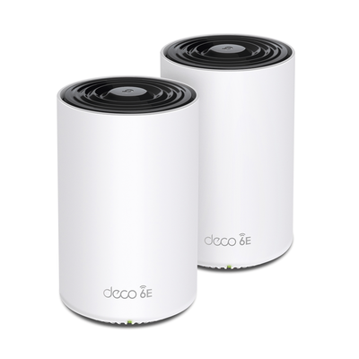 Kit 2 Routers Inalámbricos MESH Interior para Hogar / Doble Banda Wi-Fi 6E AX5400 Mbps / 3 Puerto Gigabit WAN/LAN / 4 Antenas Internas / Administración Mediante la App Deco (iOS, Android) / Protección