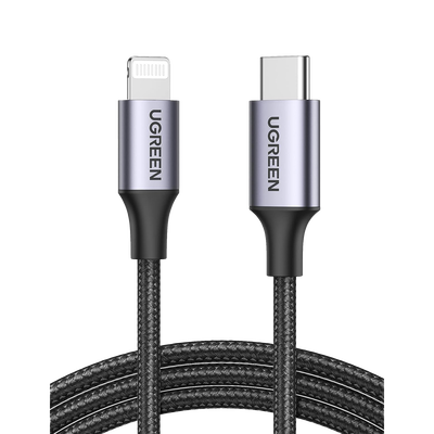 Cable USB-C a Lightning | 2 Metros | Certificado MFi | Carga Rápida 60W | 480 Mbps | Conector C94 | Adecuado para iPhone, iPad y iPod | Protección Integrada | Caja de Aluminio | Nylon Trenzado | Color