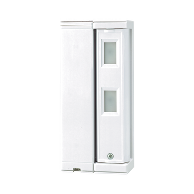 Sensor de Movimiento / Tipo Cortina / Ajuste de detección 2m o 5m / 100% Exterior / Inalambrico (Alimentación)/Compatible con cualquier panel de alarma / Proteja fachadas, puertas, ventanas, balcones 