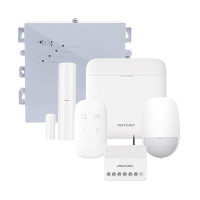 (AX PRO + YONUSA) KIT de Alarma AX PRO / Incluye: 1 Hub con bateria de respaldo / 1 Energizador 2500Mts Lineales / 1 Relevador 0 a 36 Vcc (Max. 5 A) con Entrada de Alarma 27/7 / 1 Keyfob / 1 PIR Inter