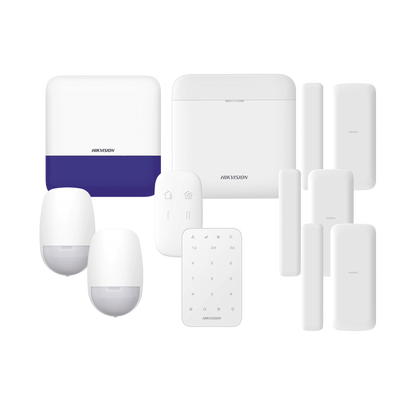 (AX PRO) KIT de Alarma AX PRO / Incluye: 1 Hub con batería de respaldo/ 2 Sensores PIR / 3 Contactos Magnéticos mini / 1 Control Remoto / 1 Sirena Inalambrica Exterior /1 Teclado Inalámbrico / WiFi / 