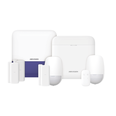 (AX PRO) KIT de Alarma AX PRO con GSM (3G/4G) / Incluye: 1 Hub con bateria de respaldo / 2 Sensores PIR / 3 Contactos Magnéticos mini / 1 Control Remoto / 1 Sirena Inalambrica Exterior  / WiFi / Compa