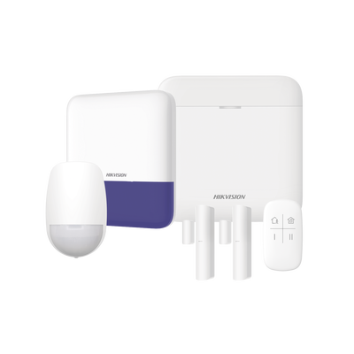 (AX PRO) KIT de Alarma AX PRO / Incluye: 1 Hub con bateria de respaldo / 1 Sensores PIR / 2 Contactos Magnéticos / 1 Control Remoto / 1 Sirena Inalambrica Exterior / WiFi / Compatible con Hik-Connect 