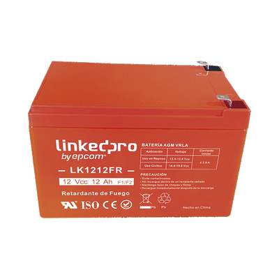 Batería 12 V / 12 Ah / UL / Tecnología AGM / Vida útil promedio de 5 años / Retardante a la Flama / Uso en equipo electrónico, Alarmas de Intrusión / Incendio / Control de acceso / Video Vigilancia / 