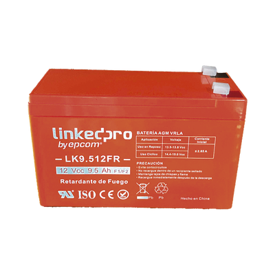 Batería 12 V / 9.5 Ah / UL / Tecnología AGM-VRLA / Vida útil promedio de 5 años / Retardante a la Flama /  Uso en equipo electrónico, Alarmas de Intrusión / Incendio/ Control de acceso / Video Vigilan