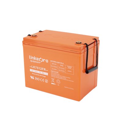Batería 12 V / 75 Ah / UL / Tecnología AGM-VRLA / Vida útil promedio de 5 años / Retardo a la flama / Para uso en equipo electrónico, Alarmas de Intrusión / Incendio/ Control de acceso / Video Vigilan