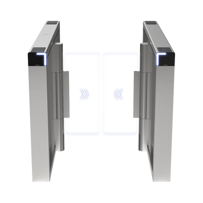 Torniquete Swing PREMIUM / Iluminación LED / 12,000,000 Ciclos MCBF / Incluye Lectores de Tarjeta y Panel de Acceso / 14 Pares de IR / Carril de 90 cms / Compatible con Reconocimiento Facial / Incluye