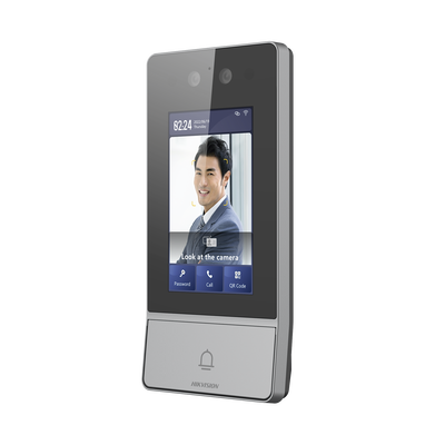 Videoportero IP 2 Megapixel / Llamada y Apertura Remota desde App Hik-Connect / Reconocimiento Facial / Panel touch 4.3&quot;/ Exterior IP65 + Antivandalico IK08 / Botón mecanico de llamada / PoE / 1 Depar