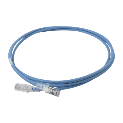 Patch Cord &quot;Skinny&quot; Cat6A Blindado S/FTP, 7ft, Diámetro Reducido 28 AWG, Color Azul