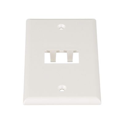 Placa de Pared Vertical Clásica, Salida Para 2 Puertos Mini-Com, Color Blanco Mate