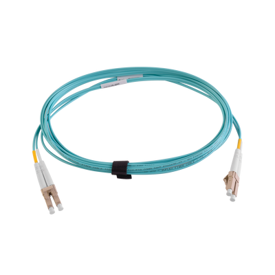 Jumper de Fibra Óptica Multimodo 50/125 XGLO OM3, LC-LC Duplex, OFNR, Color Aqua, 3 Metros