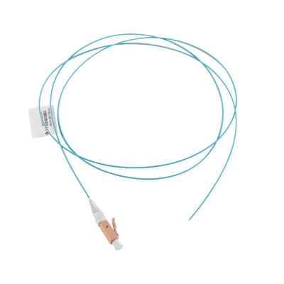 Pigtail de Fibra Óptica LC Simplex, Multimodo OM4 XGLO 50/125, OFNR, Color Aqua, 1 Metro