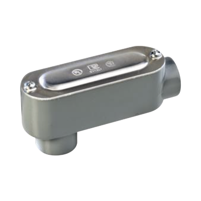 Caja oval roscada tipo LB de 1 1/4&quot; (31.8 mm) incluye tapa y tornillos.