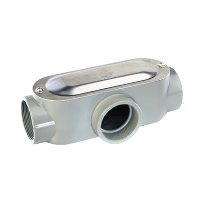 Caja oval roscada tipo T de 2&quot; (50.8) incluye tapa y tornillos.