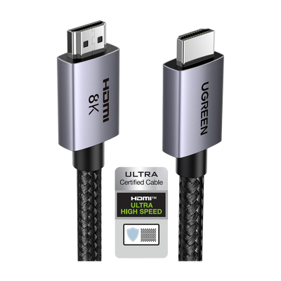 Cable HDMI 2.1 de 8K@60Hz | 3 metros | 48Gbps | HDR10+ | 3D Inversivo| eARC | Dolby ATMOS |   VVR | QMS | QFT | ALLM | 3 modos de Visualización | Certificado HDMI 8K | Niquelado | Nylon Trenzado | Car