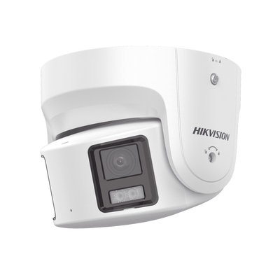 [ PROTECCIÓN ACTIVA ] Turret IP Panorámica 8 Megapíxel / 2 Lentes 4 mm (180°) / Imagen a Color 24/7 (ColorVu) / PoE / WDR 130° / IP67 / ACUSENSE / Luz Estroboscópica y Alarma Audible / 30 mts Luz Blan