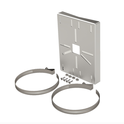 Montaje universal galvanizado para instalación de cámaras en poste 2&quot; a 5&quot; color gris galvanizado