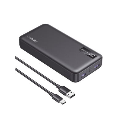 Power Bank 20000mAh | 22.5W | 1 USB-C | 2 USB-A | PD3.0 | QC4.0/3.0/2.0 | FPC | AFC | SPC | PPS | Carga 3 veces más Rápido | Protección Integrada| Material Ignifugo | UL94 V-0 | Pantalla Inteligente |