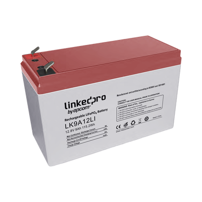 Batería de Litio 12.8 Vcc / 9 Ah / Tecnología LiFePO4 /2000 Ciclos de Vida/ Para uso en equipo electrónico, UPS (litio) / Incendio/ Control de acceso / Video Vigilancia / Terminales F1 ( Incluye adapt