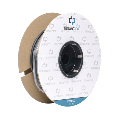 Carrete de Fibra Óptica Monomodo con Conectores LC-LC Duplex, Reforzada con Kevlar, de 50 metros, Para instalaciones subterráneas por tubería