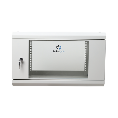 Gabinete de Pared de 6U con Puerta de Cristal Templado, 455 mm de Profundidad Total, Rack de 19&#39;&#39;, Acero Reforzado Color Gris Mate