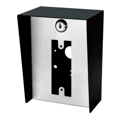 Gabinete para Montaje en Poste ENFORCER / Carcasa de Acero con Pintura en Polvo / Placa Frontal de Acero Inoxidable con Bisagra / IP65 Impermeable / Incluye Herrajes de Montaje y 2 Llaves / Compatible