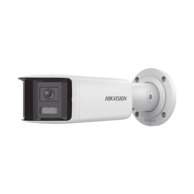 [FlexVu] [ PROTECCIÓN ACTIVA ] Bala IP Panorámica 4 Megapixel / 2 Lentes 2.8 mm (180°) / Imagen a Color 24/7 (ColorVu) / PoE / WDR 130° / IP67 / ACUSENSE / Luz Estroboscópica y Alarma Audible / 40 mts