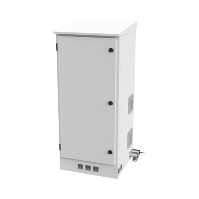 Gabinete de Piso para Exterior con Ventiladores y Termostato con Rack de 19&quot; de 16 U + Espacio para Baterías, Se envía el Gabinete Armado.