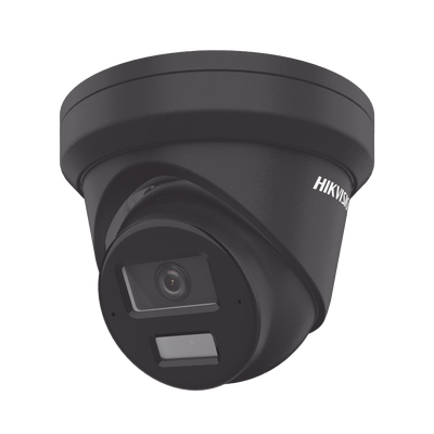 [Dual Light + 2 Micrófonos de Doble Matriz] Turret IP 4 Megapixel / Color Negro / Lente 2.8 mm / 30 mts Luz Blanca + 30 mts IR / ACUSENSE / Exterior IP67 / WDR 120 dB / PoE / ONVIF / Micro SD / Metal 