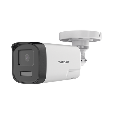 [Audio Bidireccional + Dual Light + ColorVu] Bala TURBOHD 4K (8 Megapixel) / Lente 2.8 mm / 40 mts IR EXIR + 40 mts Luz Blanca / Micrófono y Bocina Integrado / Exterior IP67 / Metal / dWDR