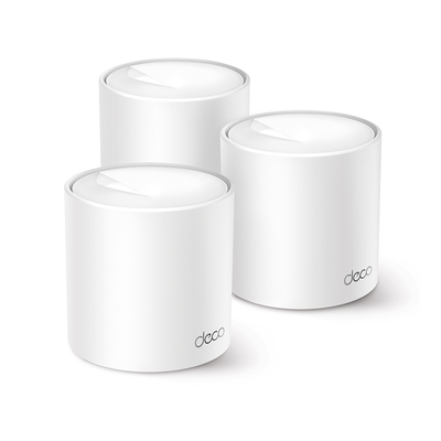 Kit 3 Routers Inalámbricos MESH Interior para Hogar / Doble Banda Wi-Fi 6 AX1500 Mbps / 2 Puerto Gigabit WAN/LAN / 2 Antenas Internas / Administración Mediante la App Deco (iOS, Android) / Protección 