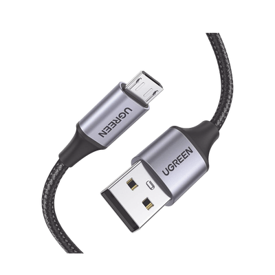 Cable USB-A a Micro USB | 1 Metro | Carga Rápida | QC 3.0/2.0 | FPC | AFC | Transferencia de datos de 480 Mbps | Recarga hasta 18W | Protección Integrada | Caja de Aluminio | Nylon Trenzado | Color Ne
