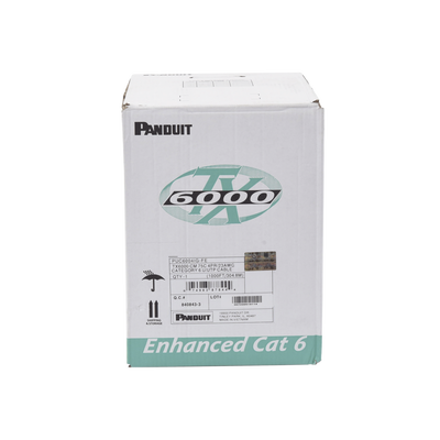 Caja blanca de bobina de Cable UTP 305 m. de Cobre, TX6000™ PanNet, Reelex, Gris Internacional, Categoría 6 Mejorado (23 AWG)