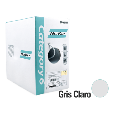 Bobina de Cable UTP 305 m. de Cobre, NetKey, Reelex, Gris, Categoría 6 (24 AWG), 1000Mbps, PVC (CM), de 4 pares, caja de la b