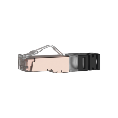 Perfil lateral del Plug RJ45 Cat6 Blindado, Para Cable Calibre 24-26 AWG, Chapado en Oro de 50 micras, Paquete de 100 piezas