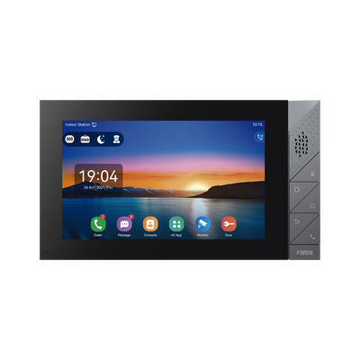Monitor IP/SIP para interior con Android, Wi-Fi, Bluetooth, pantalla táctil de 7", audio de 2 vías, PoE, 8 interfaces de entrada de alarma.