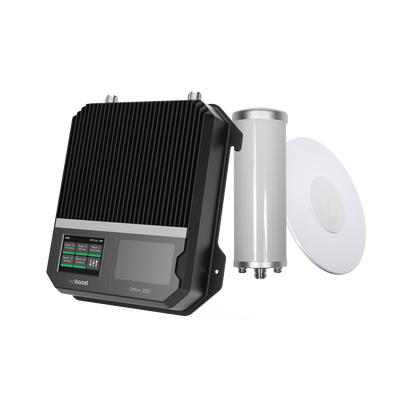 KIT Amplificador de señal celular 4G LTE, 3G y VOZ. Especial para cubrir áreas de hasta 1600 m² por ser de grado comercial e industrial. Soporta múltiples operadores, tecnologías y usuarios.