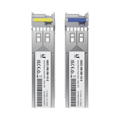 UFiber Módulo SFP, transceptor MiniGibic MonoModo 1.25 Gbps, distancia 3km, Simplex, un conector LC, incluye 2 tranceptores