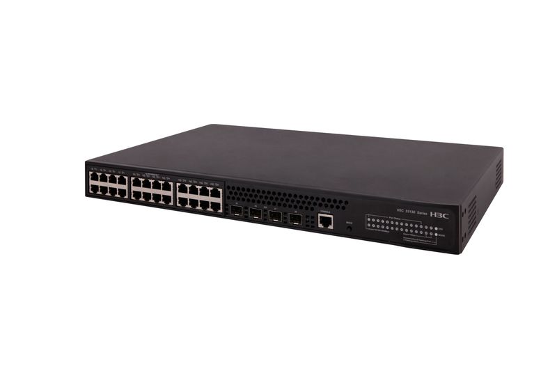 H3C S5130S-28P-PWR-EI L2 Ethernet Switch with 2410/100/1000BASE-T PoE+ Ports (AC 185W) and 41000BASE-X Ports, (AC)