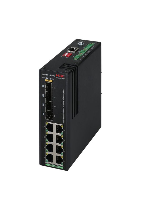H3C IE4320-12P L2 Industrial Ethernet Switch with 810/100/1000BASE-T Ports and 41000BASE-X SFP Ports, Redundant DC Input