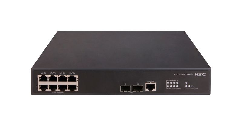 H3C S5130S-10P-EI L2 Ethernet Switch with 810/100/1000BASE-T Ports and 21000BASE-X SFP Ports, (AC)