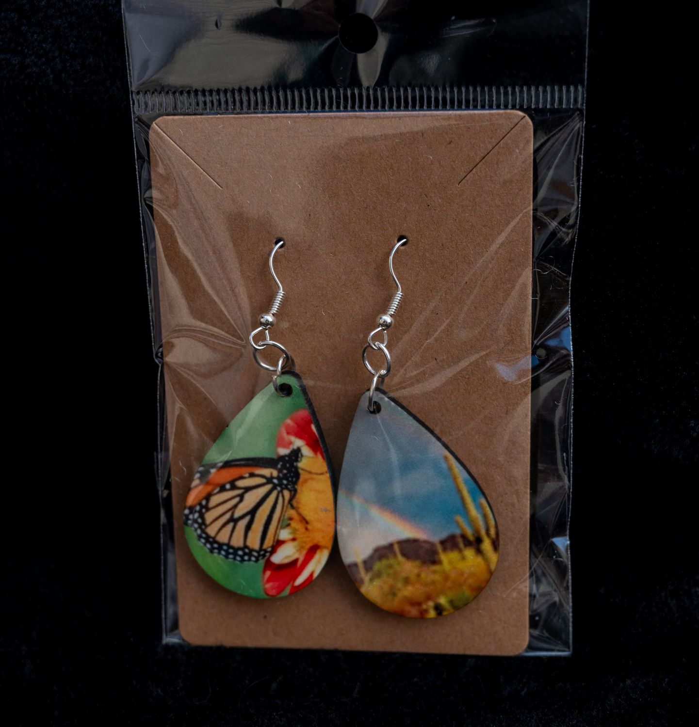 Double-Sided Earrings: Butterfly/Rainbow