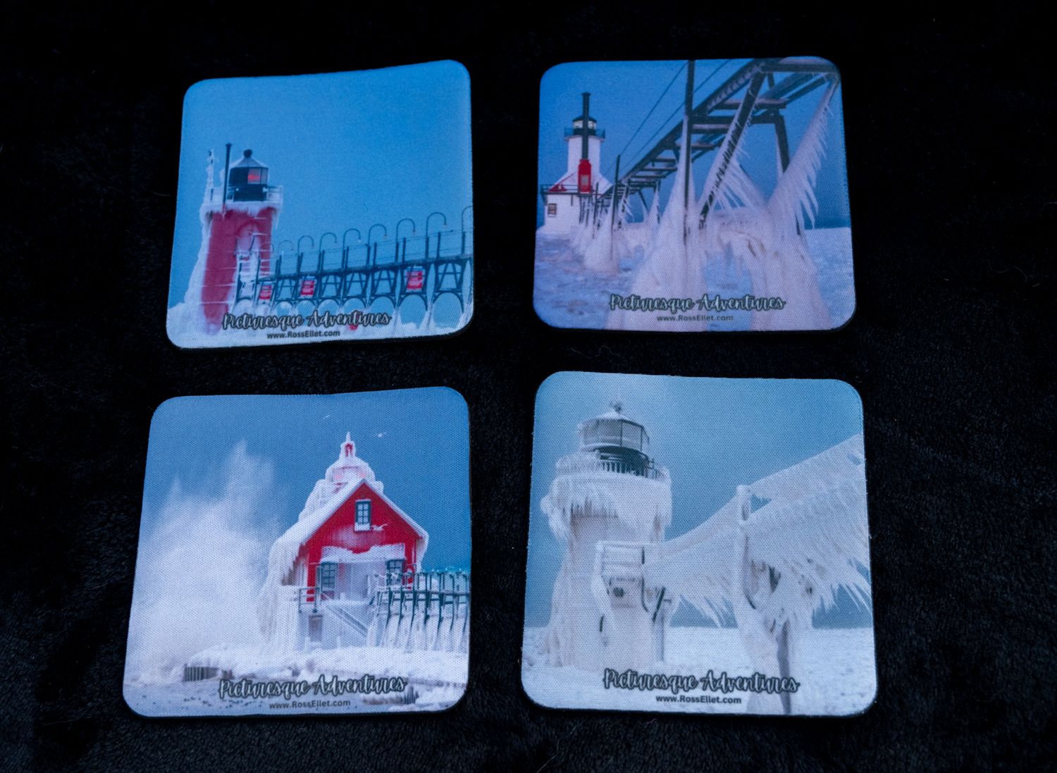 Coaster Set: Winter Lighthouses