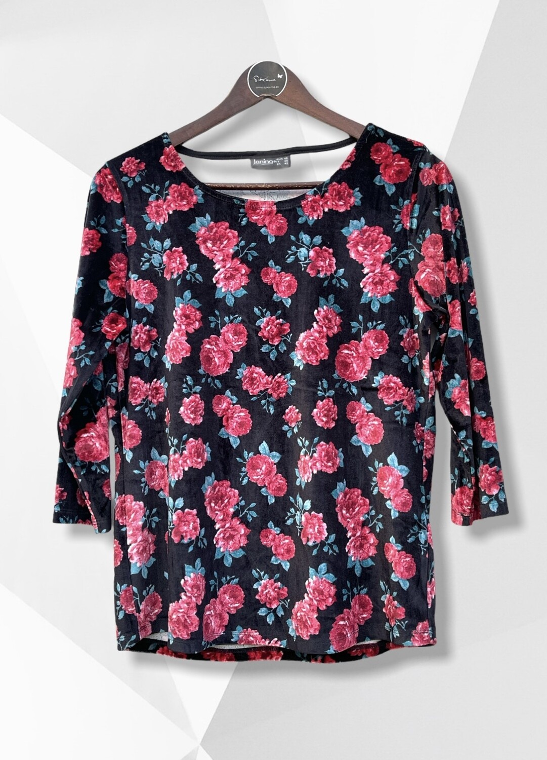 Camiseta de manga larga de terciopelo estampado flores Talla 40