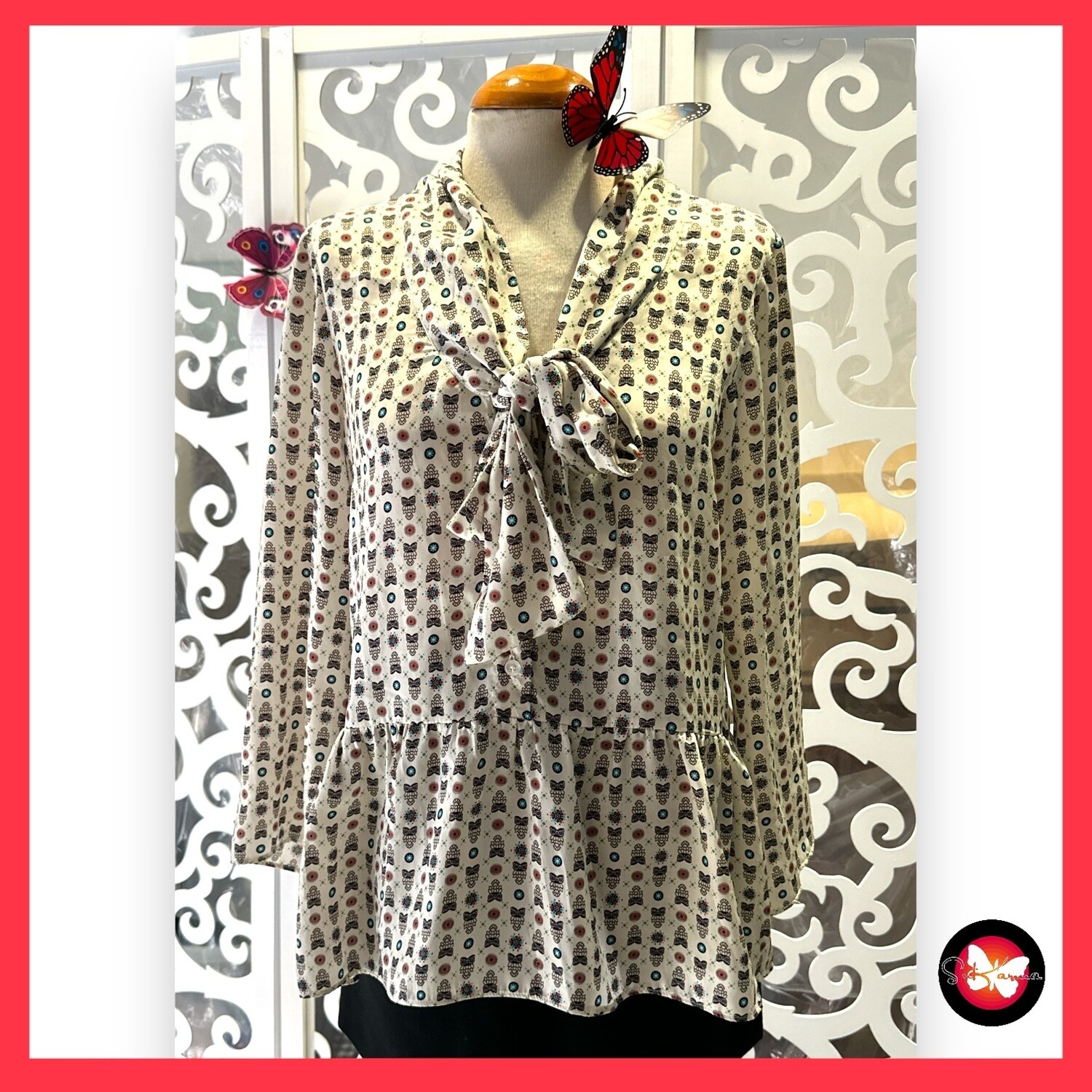 Blusa de media manga con lazada DENNY ROSE Talla XS (grande)
