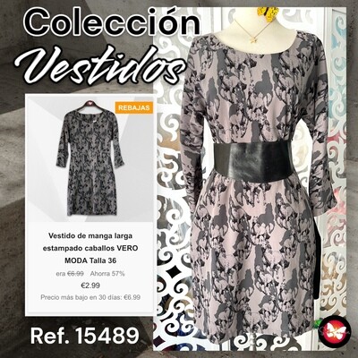 Vestido de manga larga estampado caballos VERO MODA Talla 36