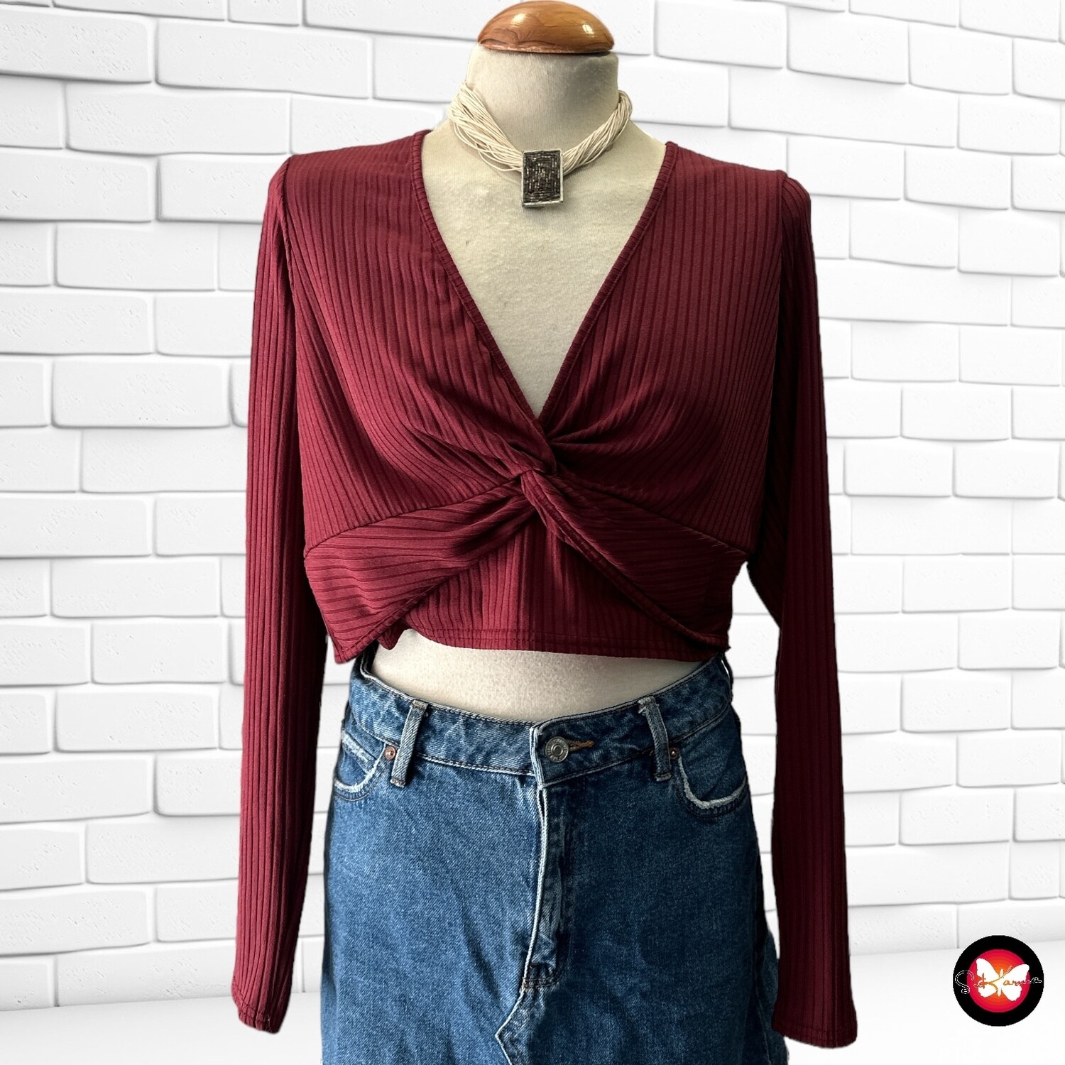 Blusa cropped canalé NEW LOOK Talla 46