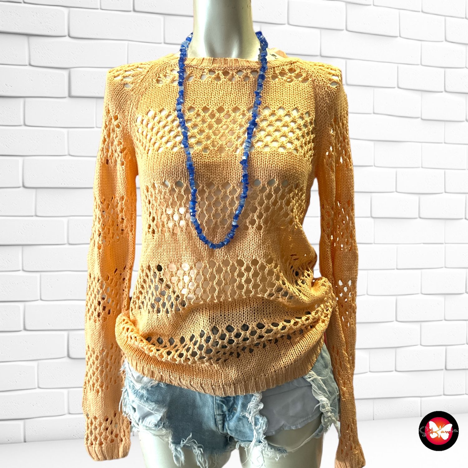 **SALES** Jersey de manga larga de crochet COLOURS OF THE WORLD / 1982 Talla XXL
