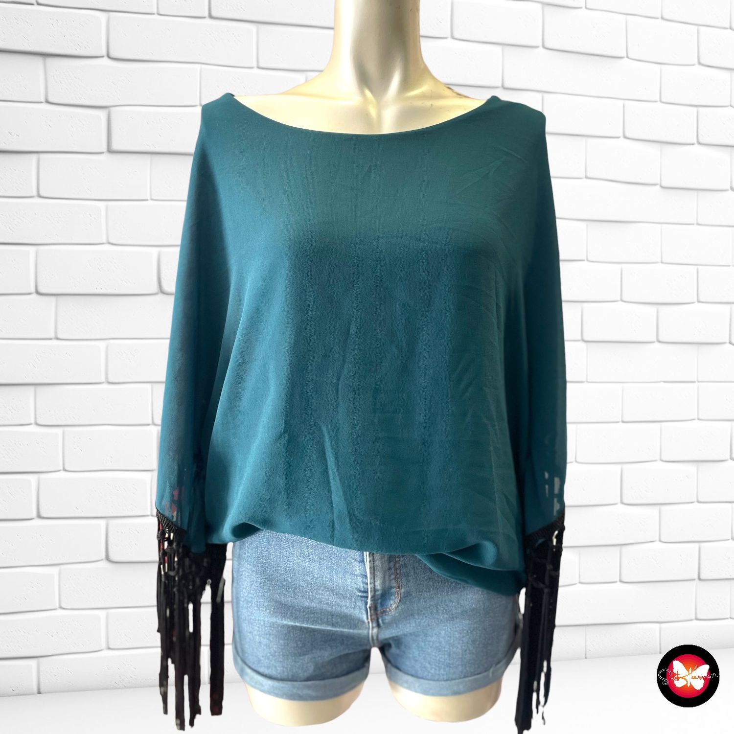 Blusa con flecos Talla Única (L/XL)